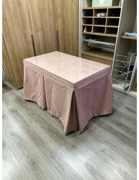 Ropa de Mesa Camilla Antimanchas Aterciopelada Triplegrueso color Rosa