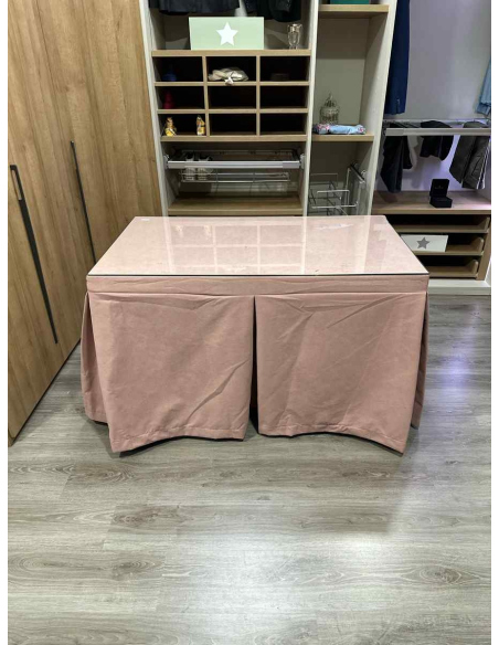 Ropa de Mesa Camilla Antimanchas Aterciopelada Triplegrueso color Rosa