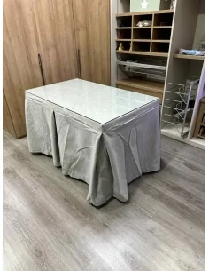 Ropa de Mesa de Camilla Antimanchas Aterciopelada Triplegrueso color Marfil