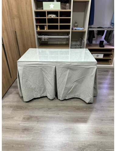 Ropa de Mesa de Camilla Antimanchas Aterciopelada Triplegrueso color Marfil