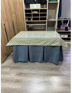 Falda Camilla Antimanchas Extragruesa Ultraeficiente Azul con Tapete Libano Verde 2