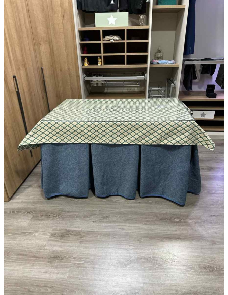 Falda Camilla Antimanchas Extragruesa Ultraeficiente Azul con Tapete Libano Verde