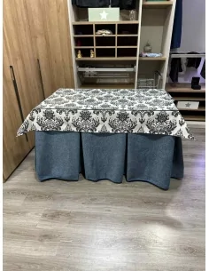 Falda Mesa Camilla Antimanchas Extragruesa Ultraeficiente Azul con Tapete Mosaico Negro 2