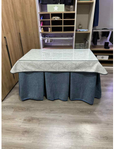 Falda Mesa Camilla Antimanchas Extragruesa Ultraeficiente Azul con Tapete Sol 2