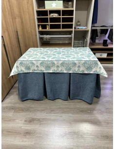 Falda Mesa Camilla Antimanchas Extragruesa Ultraeficiente Azul con Tapete Mosaico Turquesa 2