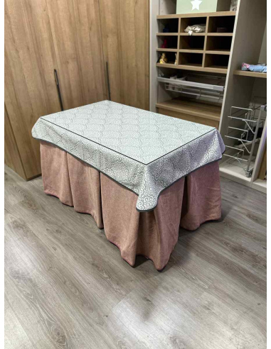 Ropa de Mesa Antimanchas Extragruesa Ultraeficiente Rosa con Tapete Sol