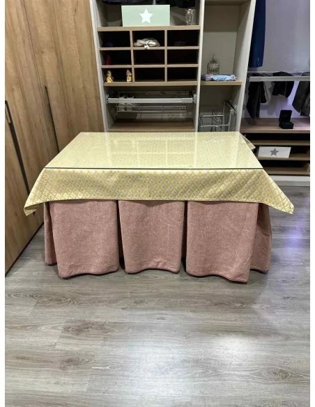 Falda de Mesa de Camilla Antimanchas Extragruesa Ultraeficiente Rosa con Tapete Libano Amarillo Falda de Mesa de Camilla Antimanchas Extragruesa Ultraeficiente Rosa con Tapete Libano Amarillo
