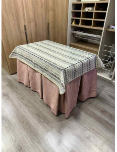Falda Mesa Camilla Antimanchas Extragruesa Ultraeficiente Rosa con Tapete Estriado