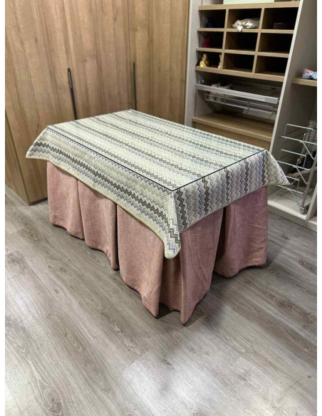 Falda Mesa Camilla Antimanchas Extragruesa Ultraeficiente Rosa con Tapete Estriado