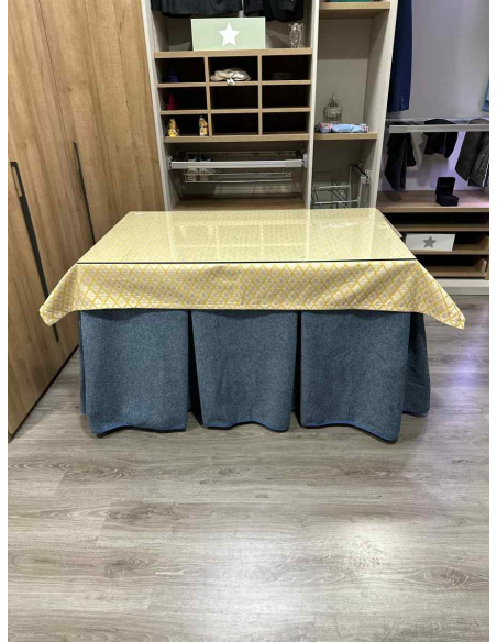 Conjunto Antimanchas Extragruesa Ultraeficiente Azul con Tapete Libano Amarillo