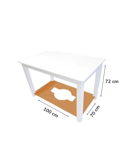 Mesa Camilla Rectangular Lacada color Blanco Liso 100 x 70 x 72