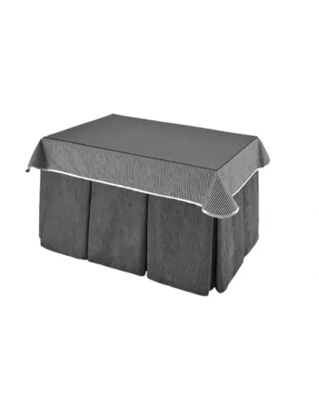 Mesa camilla escritorio con estructura de forja vestida con ropa camilla de mesa