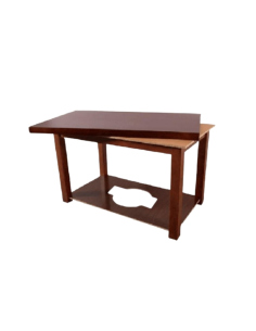 Mesa Camilla Rectangular Barnizada con Doble Tapa color Wengue