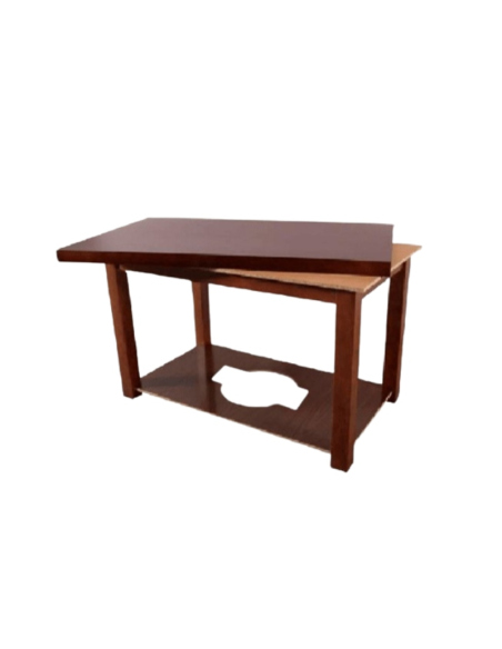 Mesa Camilla Rectangular Barnizada con Doble Tapa color Wengue