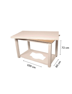 Mesa Camilla Rectangular Barnizada con Doble Tapa color Blanco Liso 2