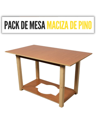 Pack mesa camilla maciza de pino