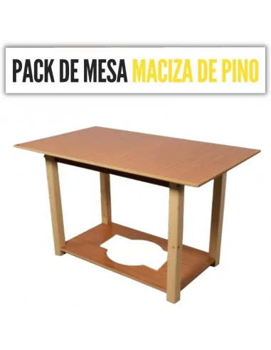 Pack mesa camilla maciza de pino