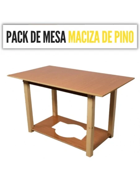 Pack mesa camilla maciza de pino