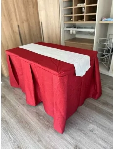 Tapete de mesa camilla rectangular modelo Olmeca color rojo. Marcavi