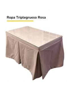mesa camilla con brasero color rosa tejida triple grueso antimanchas 2