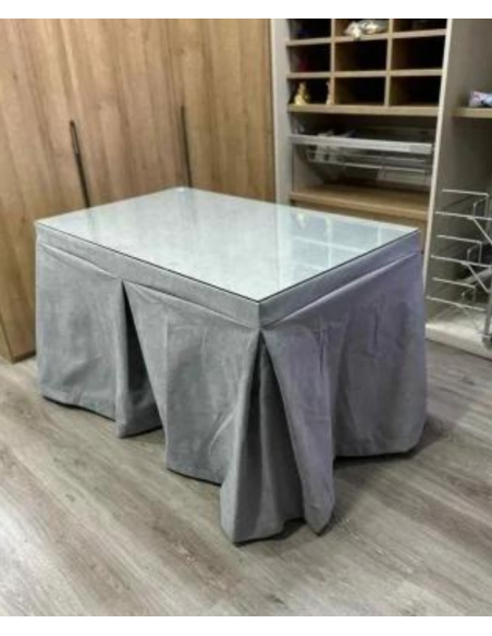 Mesa camilla con brasero - Ropa camilla tejida triple grueso antimanchas Gris