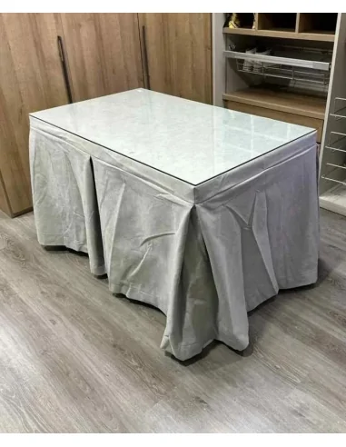 mesa camilla con radiador y brasero - tejido antimanchas color marfil