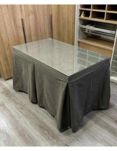 Mesa camilla con radiador y brasero - ropa tejida antimanchas color chocolate