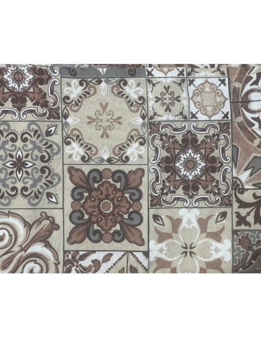 Tapete azulejo beige y chocolate