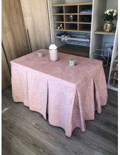 Falda de mesa camilla antimanchas extragruesa rosa