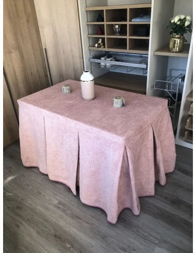 Falda de mesa camilla antimanchas extragruesa rosa