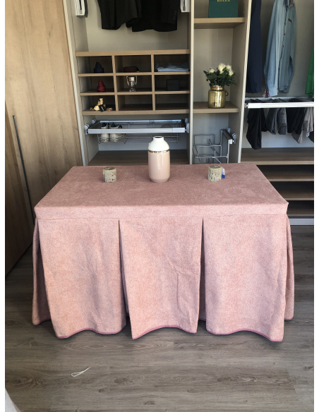 Falda de mesa camilla antimanchas extragruesa rosa