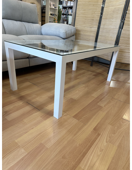 Mesa Camilla Rectangular Forja Elevable Blanca