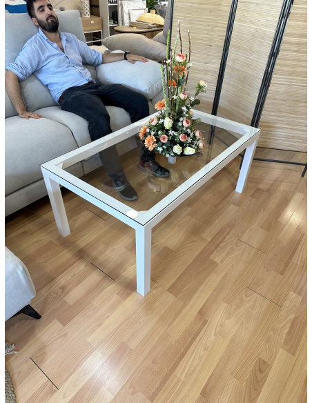 Mesa Camilla Rectangular Forja Elevable Blanca