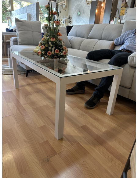 Mesa Camilla Rectangular Forja Elevable Blanca