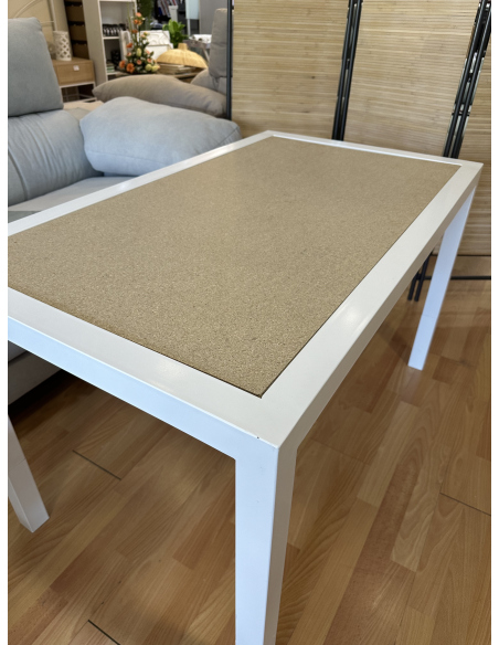 Mesa Camilla Rectangular Forja Elevable Blanca