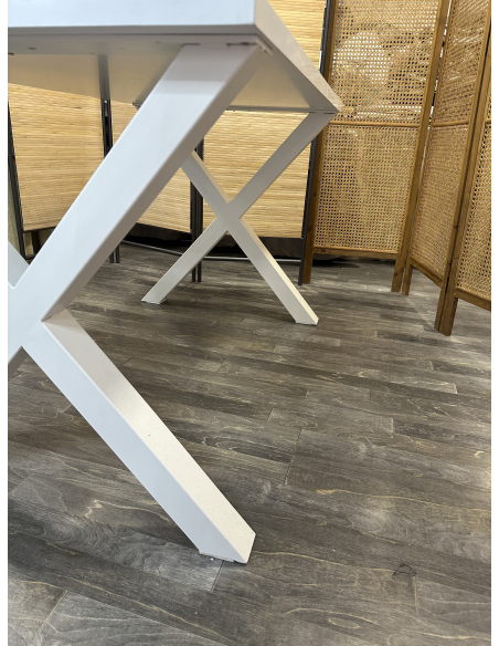 Conjunto Mesa Camilla Forja en forma de X - Color Blanco