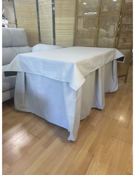 Conjunto Mesa Camilla Rectangular Forja Fina - Tarima Redonda - Color Negro