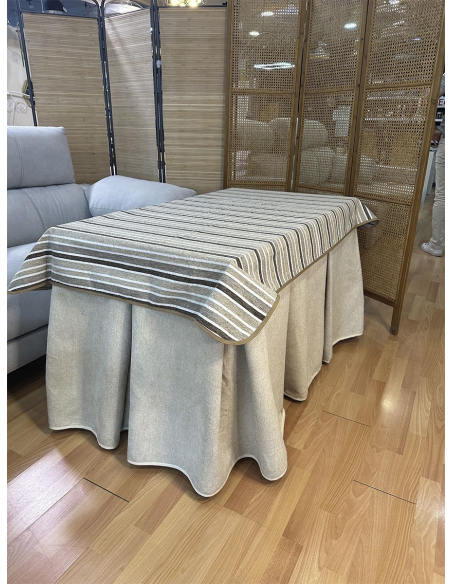 Conjunto Mesa Camilla Rectangular Forja Fina - Tarima Redonda - Color Negro