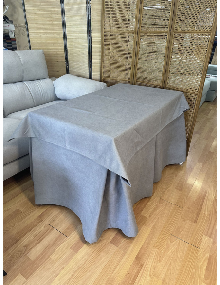 Conjunto Mesa Camilla Rectangular Forja Fina - Tarima Redonda - Color Negro