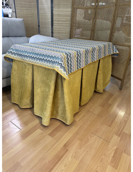 Conjunto Mesa Camilla Rectangular Forja Fina - Tarima Redonda - Color Negro