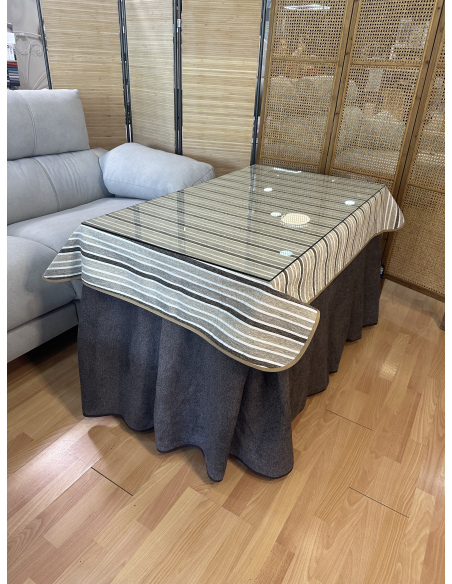 Conjunto Mesa Camilla Rectangular Forja Elevable Blanca