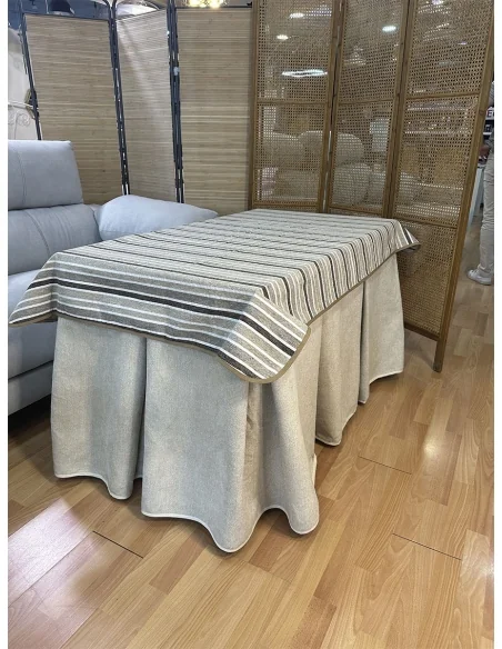 Conjunto Mesa Camilla Rectangular Forja Elevable Blanca