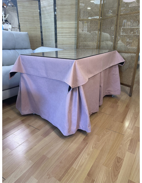 Conjunto Mesa Camilla Rectangular Forja Elevable Blanca