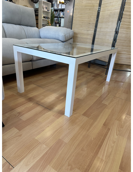 Conjunto Mesa Camilla Rectangular Forja Elevable Blanca