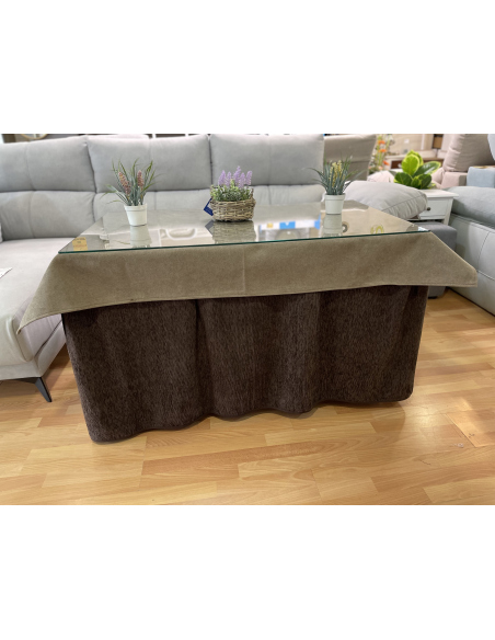 Ropa Chenilla Eco 8 Pliegues color Chocolate con tapete antimanchas luxe café