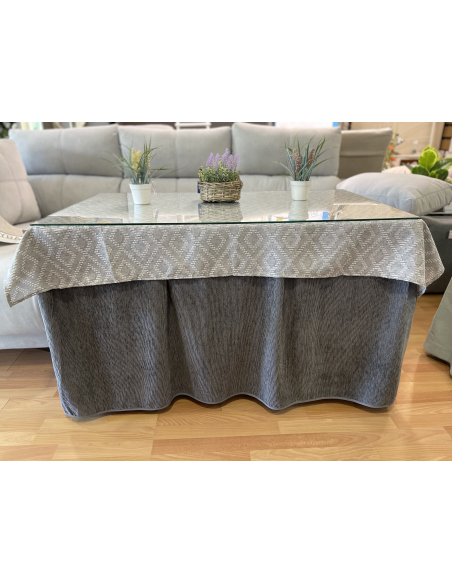 Conjunto Completo Chenilla Eco 8 Pliegues color Gris (incluye tapete)