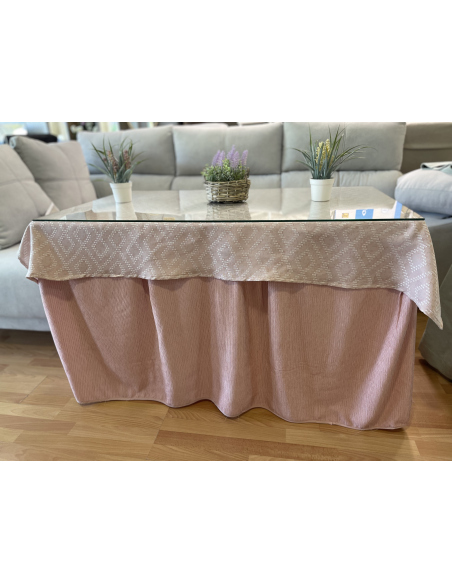 Conjunto Completo Chenilla Eco 8 Pliegues color Rosa (incluye tapete)