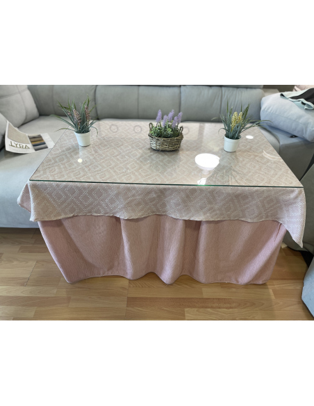 Conjunto Completo Chenilla Eco 8 Pliegues color Rosa (incluye tapete)