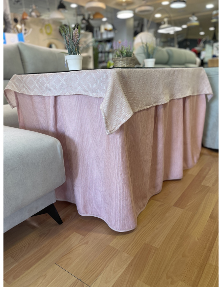 Conjunto Completo Chenilla Eco 8 Pliegues color Rosa (incluye tapete)