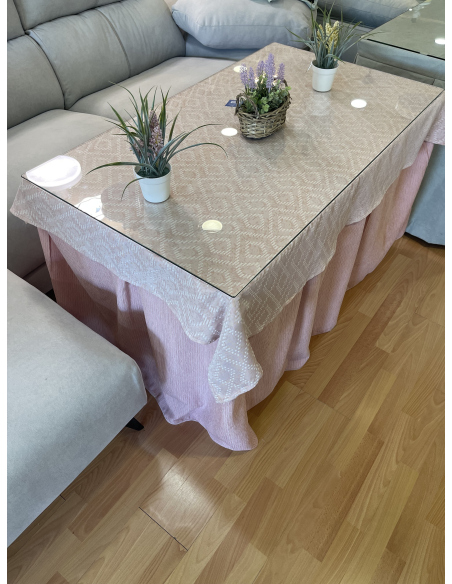 Conjunto Completo Chenilla Eco 8 Pliegues color Rosa (incluye tapete)